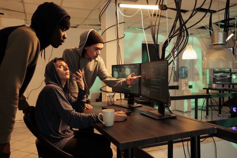 internet technology security specialists team fixing computer system cyberattack